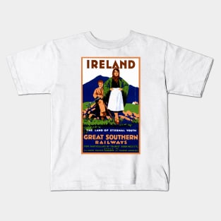 Vintage Travel Poster Ireland Great Southern Railways Kids T-Shirt